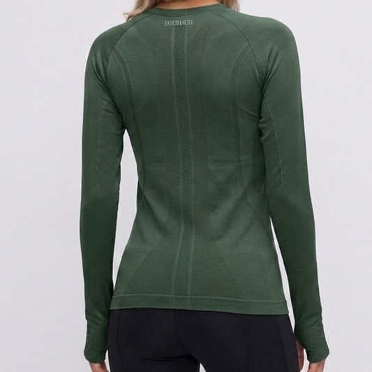 Long Sleeve Seamless Training Top - Hunter Green