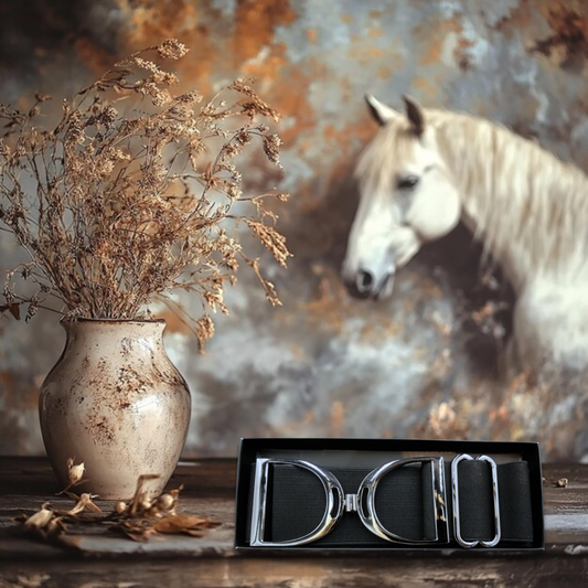 Elasticated Chic Stirrup Belt – Black with Hematite