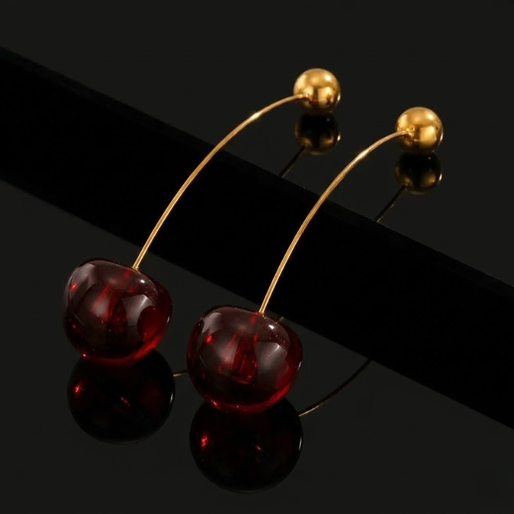 Cerise Élégance Drop Earrings