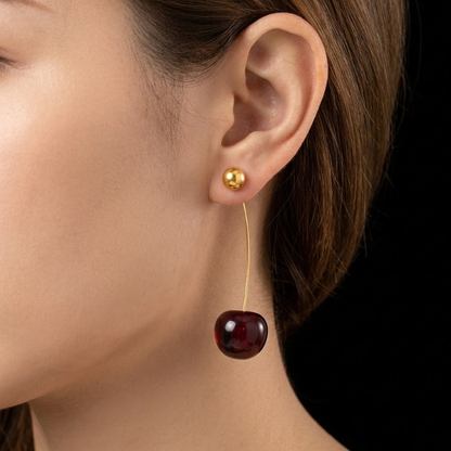 Cerise Élégance Drop Earrings