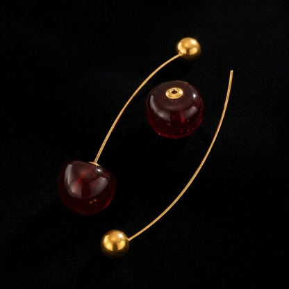Cerise Élégance Drop Earrings