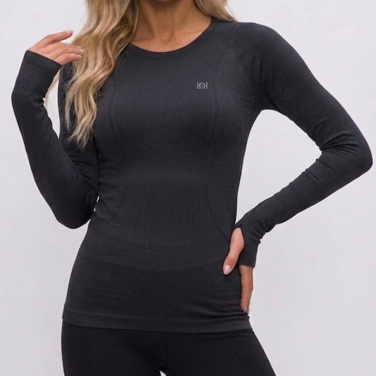 Long Sleeve Seamless Training Top - Black