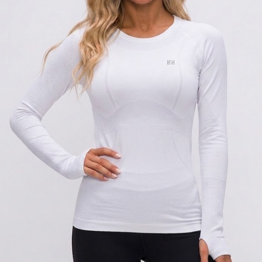 Long Sleeve Seamless Training Top - White