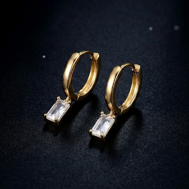 Radiant Baguette Drop Hoops