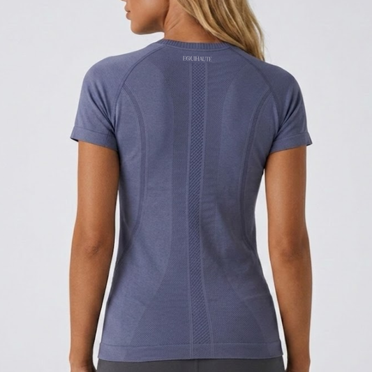 Short Sleeve Seamless Training Top - Lavender Grey