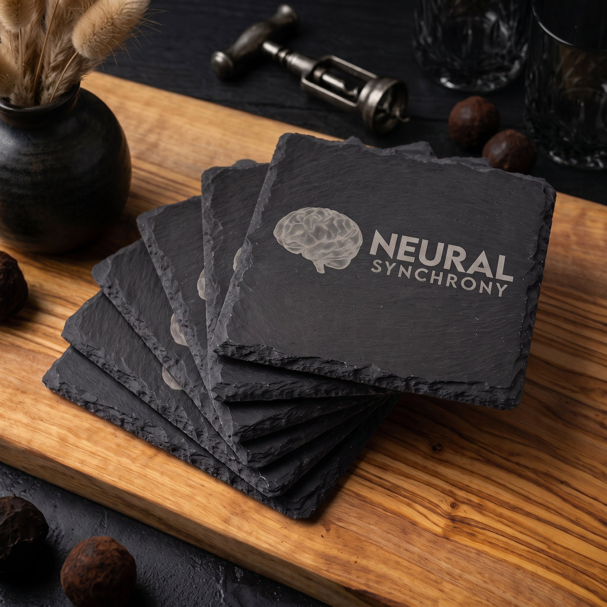 Engraved Slate Coasters (Set of 6)
