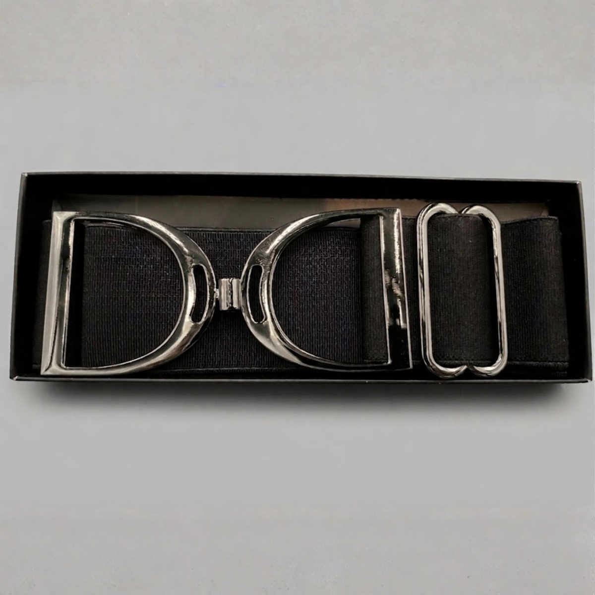 Elasticated Chic Stirrup Belt – Black with Hematite