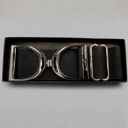 Elasticated Chic Stirrup Belt – Black with Hematite