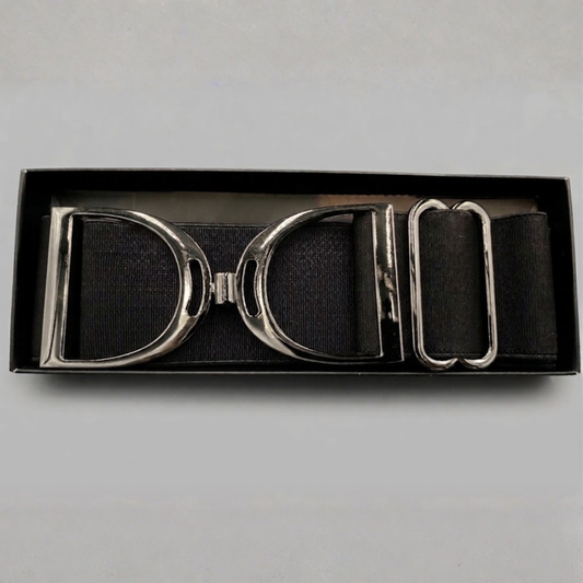 Elasticated Chic Stirrup Belt – Black with Hematite